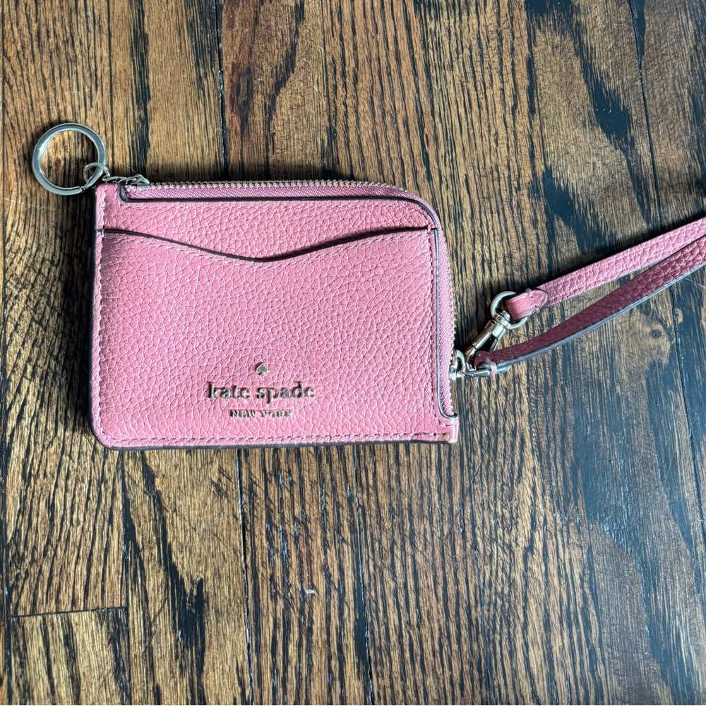 Kate Spade Pink Leather Wristlet Card Holder
